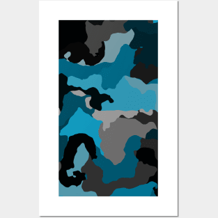 Black Blue and Gray Camo Posters and Art